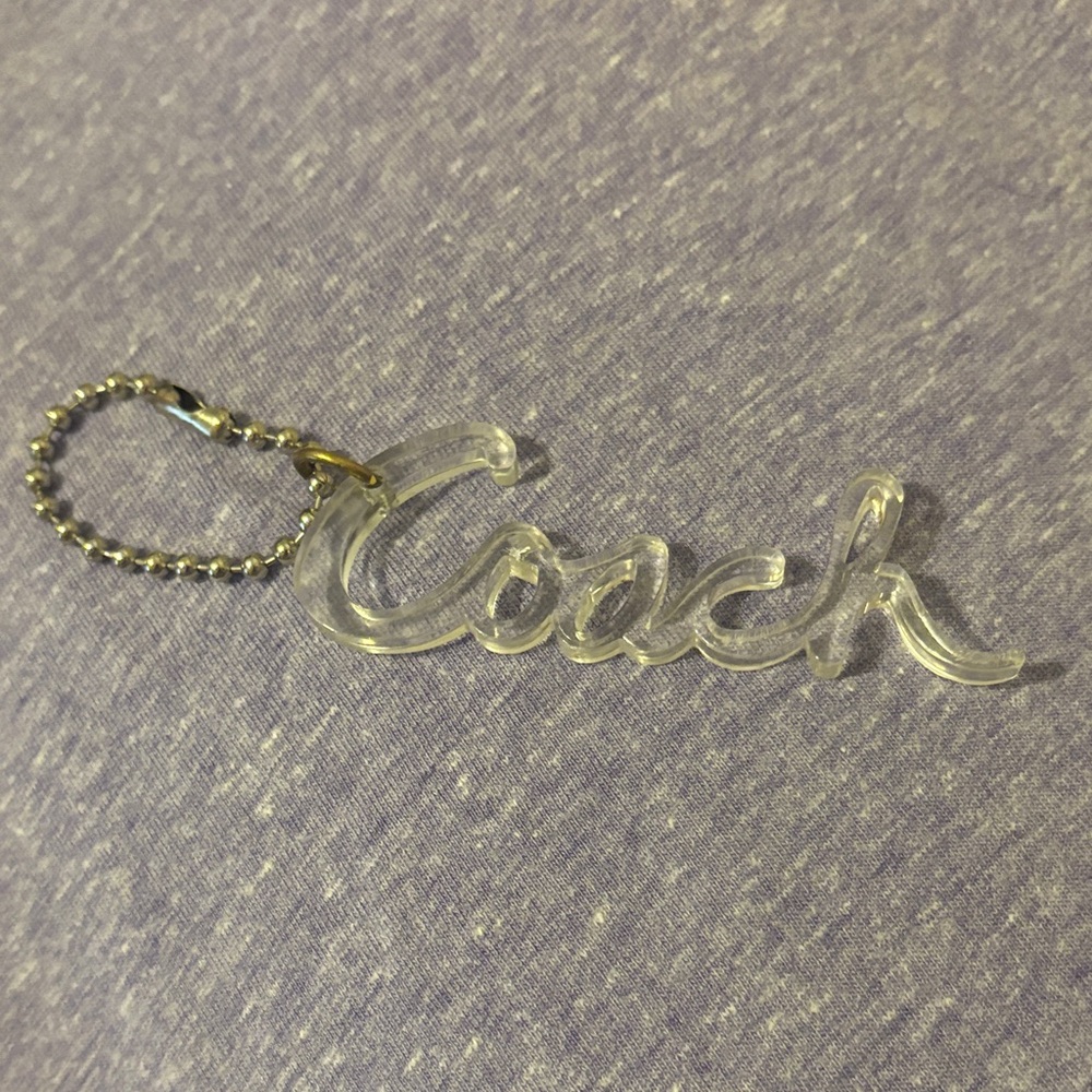 Coach Clear Script Keychain - Transparent with Silver Chain - Picture 2 of 4